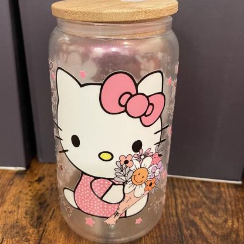 SHIMMER HELLO KITTY GLASS TUMBLER 16oz